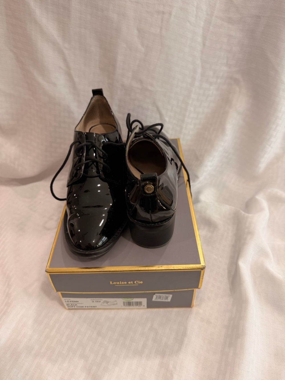 Louise et Cie Black Patent Lace-Up Oxfords